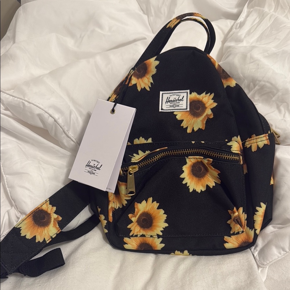 Herschel Supply Company Black and Yellow Backpack Sunflower Design